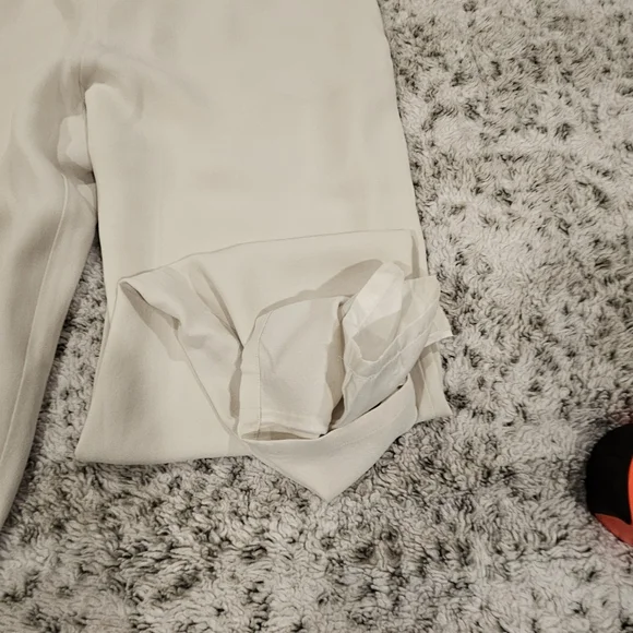 Eileen Fisher Ivory 100% Silk Pull On Pants Pockets Lined Lightweight Tapered - Picture 7 of 12